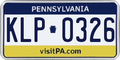 PA license plate KLP0326