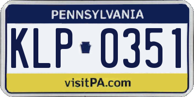 PA license plate KLP0351