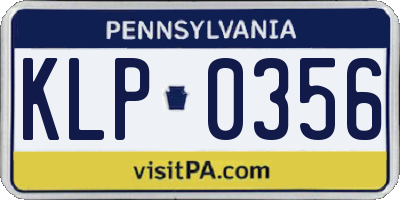 PA license plate KLP0356