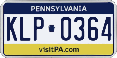 PA license plate KLP0364
