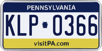PA license plate KLP0366