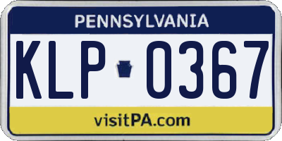 PA license plate KLP0367