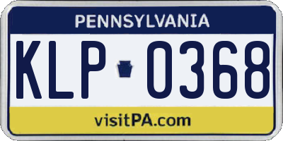 PA license plate KLP0368