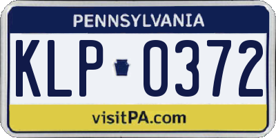 PA license plate KLP0372