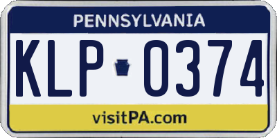 PA license plate KLP0374