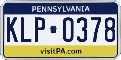 PA license plate KLP0378