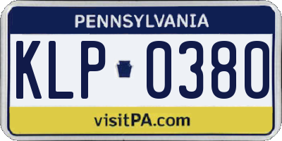 PA license plate KLP0380