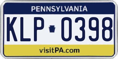 PA license plate KLP0398