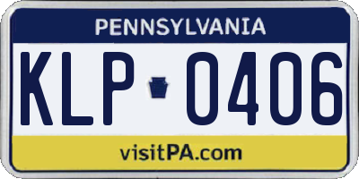PA license plate KLP0406
