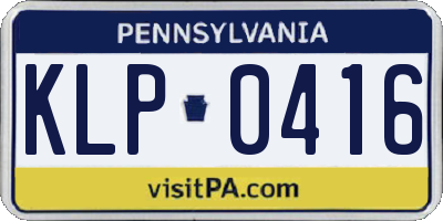 PA license plate KLP0416