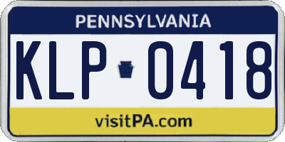 PA license plate KLP0418