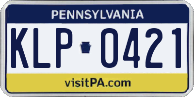 PA license plate KLP0421