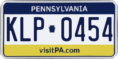 PA license plate KLP0454