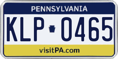 PA license plate KLP0465