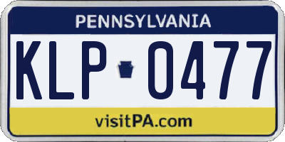PA license plate KLP0477