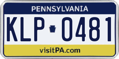 PA license plate KLP0481