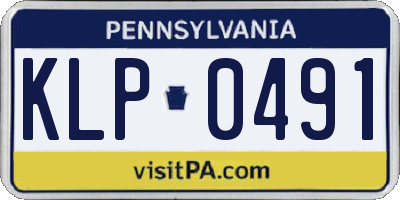 PA license plate KLP0491