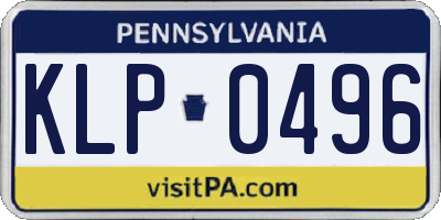 PA license plate KLP0496