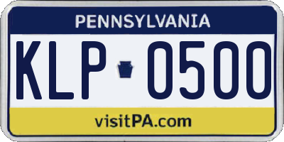 PA license plate KLP0500