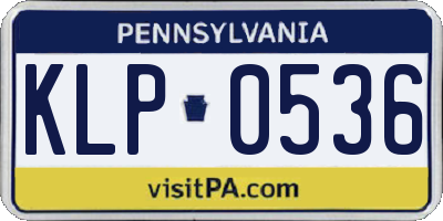 PA license plate KLP0536