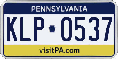 PA license plate KLP0537