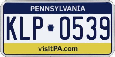 PA license plate KLP0539