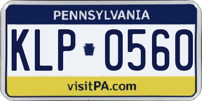 PA license plate KLP0560