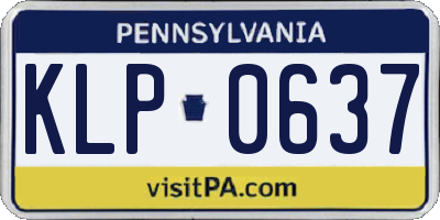 PA license plate KLP0637