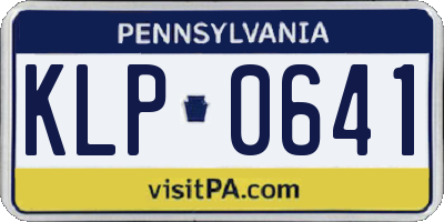 PA license plate KLP0641