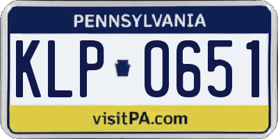 PA license plate KLP0651
