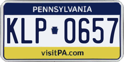 PA license plate KLP0657