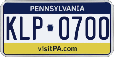 PA license plate KLP0700