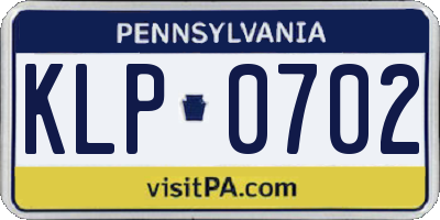 PA license plate KLP0702