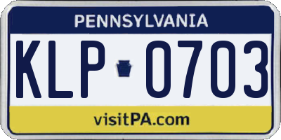 PA license plate KLP0703