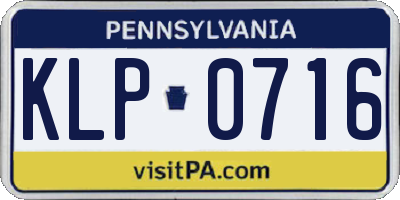 PA license plate KLP0716
