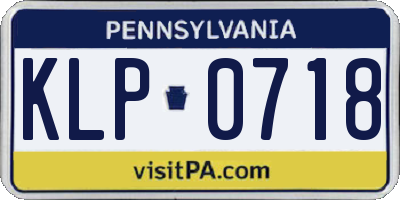 PA license plate KLP0718