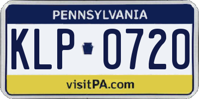 PA license plate KLP0720