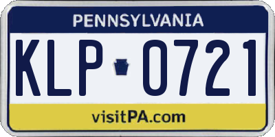 PA license plate KLP0721