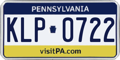 PA license plate KLP0722