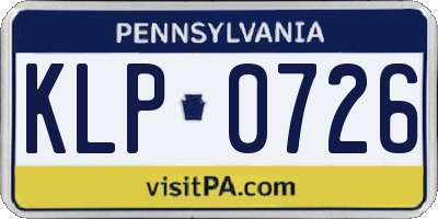 PA license plate KLP0726