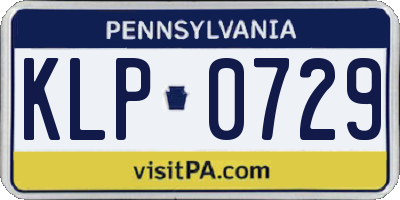 PA license plate KLP0729