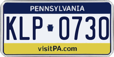 PA license plate KLP0730