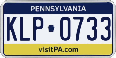 PA license plate KLP0733