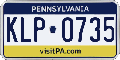 PA license plate KLP0735
