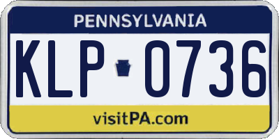 PA license plate KLP0736