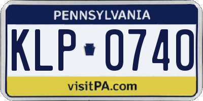PA license plate KLP0740