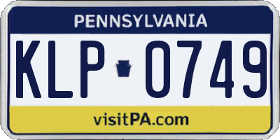 PA license plate KLP0749