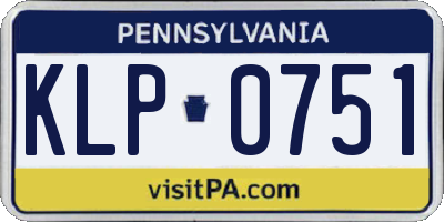 PA license plate KLP0751