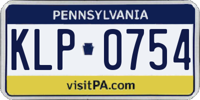 PA license plate KLP0754