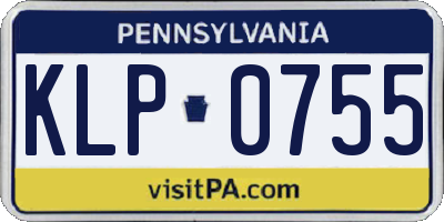 PA license plate KLP0755